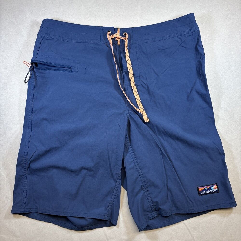 Patagonia Stretch Wavefarer Boardshorts Mens 33 Blue Swim Trunks Surf Beach
